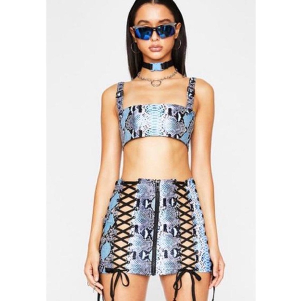 New Poster Girl Bossy Bloodline Python Lace-up Mini Skirt XL
